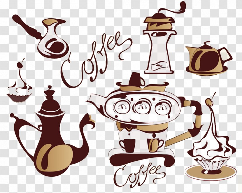 Coffee Bean Cappuccino Cafe Clip Art - Brand - Decoration Vector Material Transparent PNG