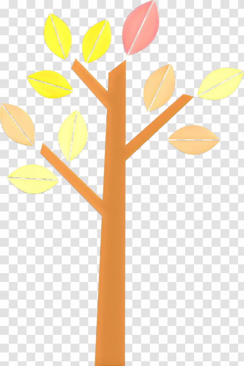 Yellow Leaf Line Plant Stem Tree - Branch Transparent PNG