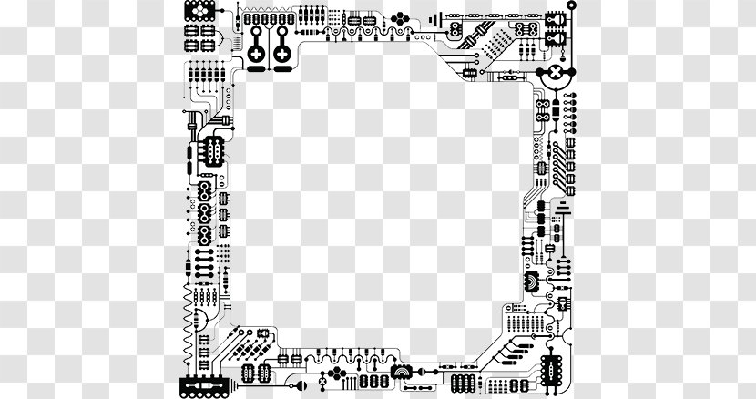 Black And White Electrical Network Printed Circuit Board Electronic - Diagram - SCIENCE AND Transparent PNG