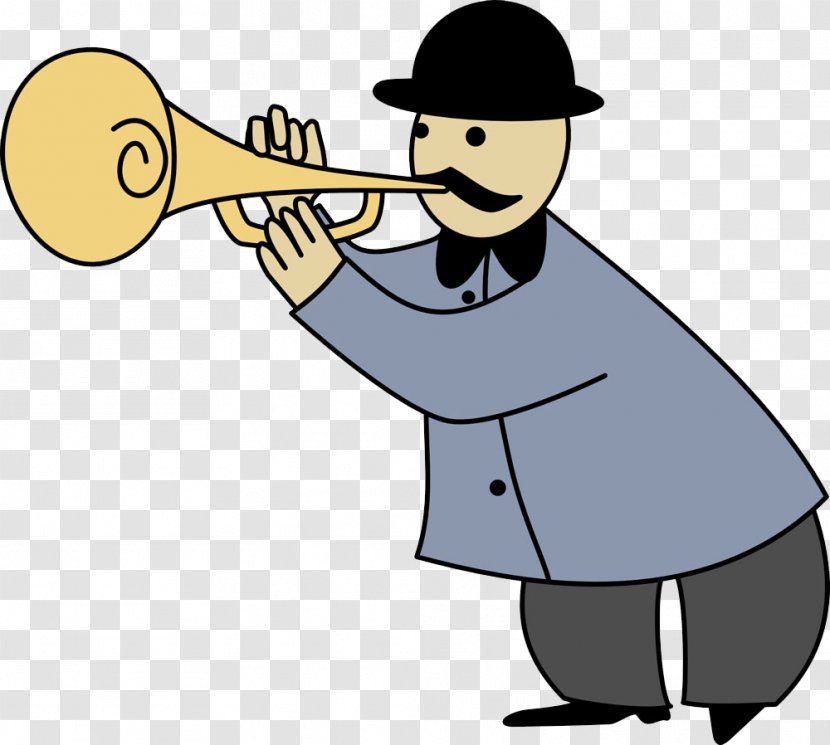 Pop-up Book Clip Art - Silhouette - Cartoon Trumpet Man Transparent PNG