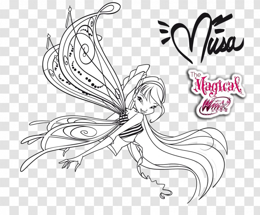 Line Art Aisha Sketch - Heart - Winx Club 3d Magic Adventure Transparent PNG
