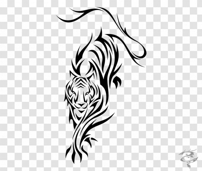 Tiger Tattoo Flash Black-and-gray Polynesia - Tail Transparent PNG