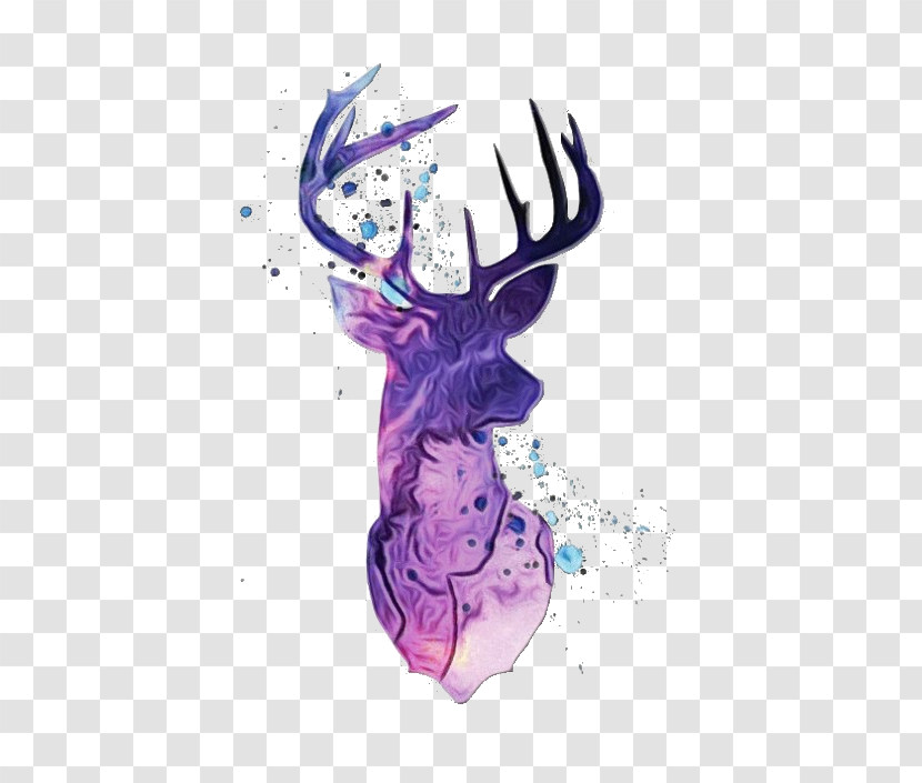 Purple Violet Deer Head Drawing Transparent PNG