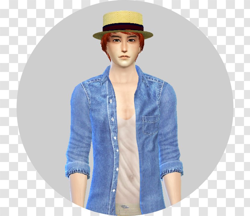 Cobalt Blue Denim - Sleeve - Sims 4 Hats Transparent PNG