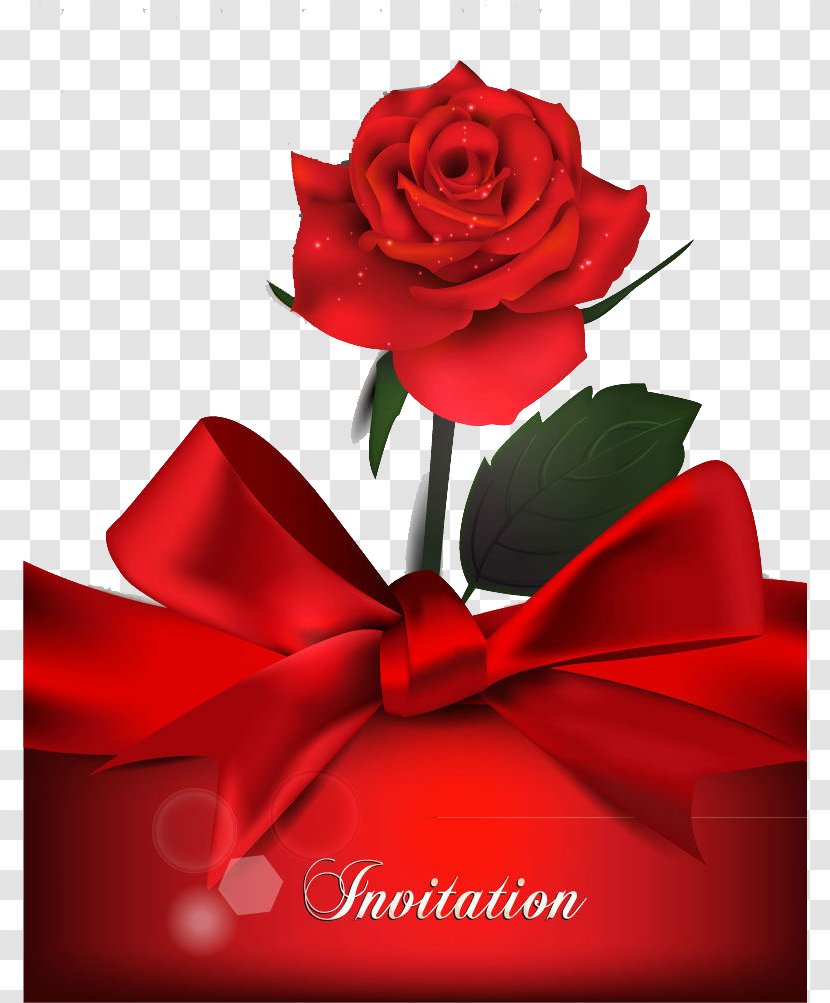 Wedding Invitation Rose - Petal - Exquisite Ribbon Roses Card Transparent PNG