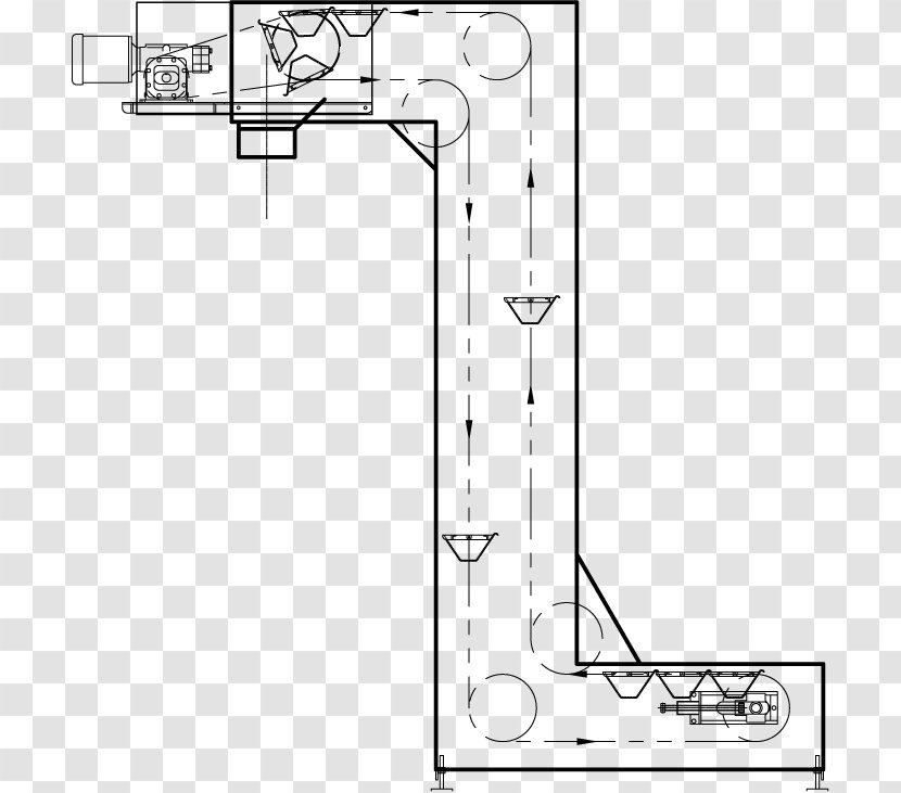 Bucket Elevator Conveyor System Technical Drawing - Belt Illustration Transparent PNG