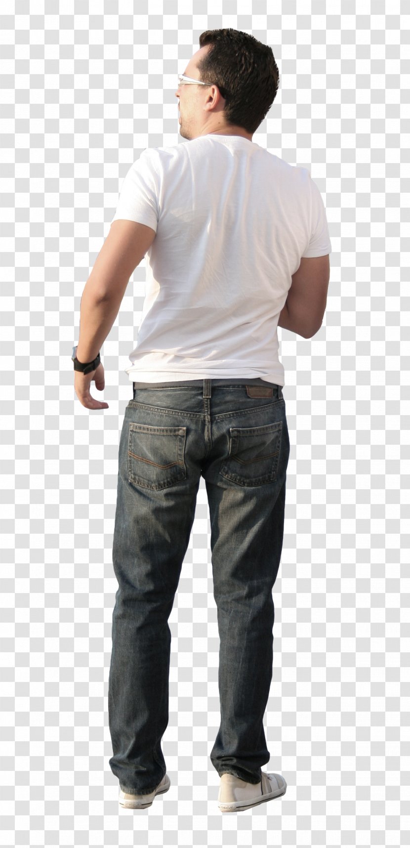 T-shirt Pants Sleeve Jeans Pocket - Standing - White Tshirt Transparent PNG