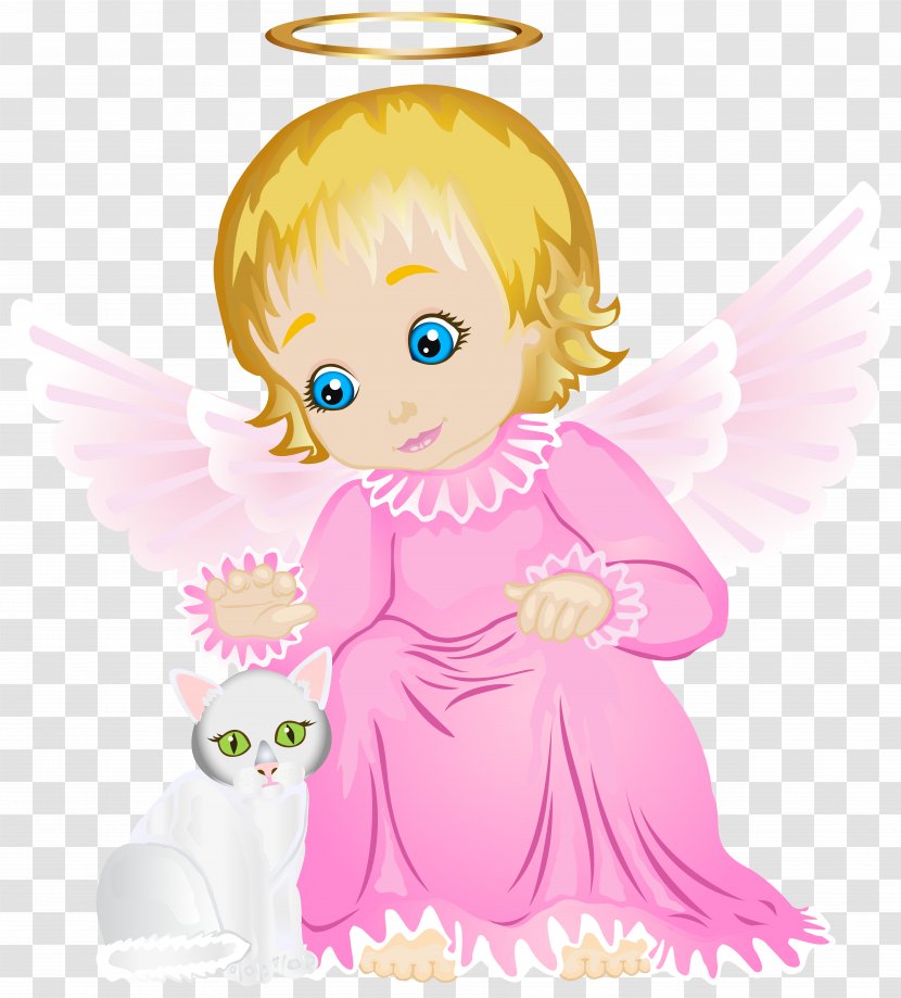 Los Angeles Pink Clip Art - Cartoon - Cute Angel With White Kitten Transparent Image Transparent PNG
