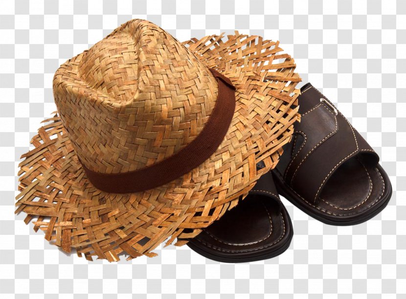 Straw Hat Slipper Sandal Stock Photography - And Sandals Transparent PNG