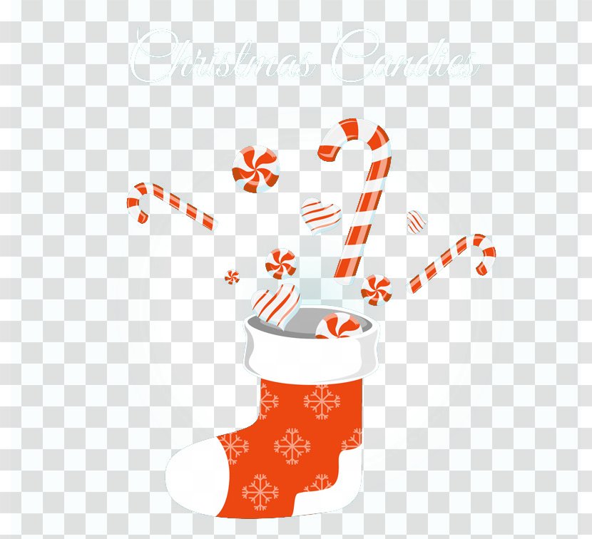 Candy Cane Santa Claus Christmas - Stocking - Stockings And Transparent PNG