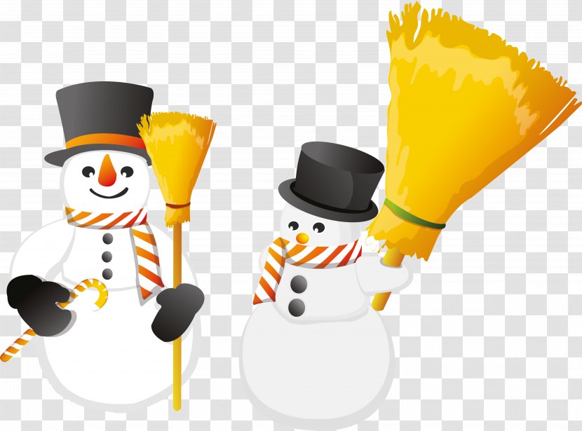 Snowman - Winter - Broom Vector Transparent PNG