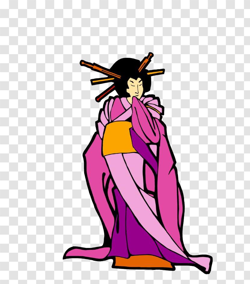 Japan Geisha Woman - Magenta - Japanese Transparent PNG