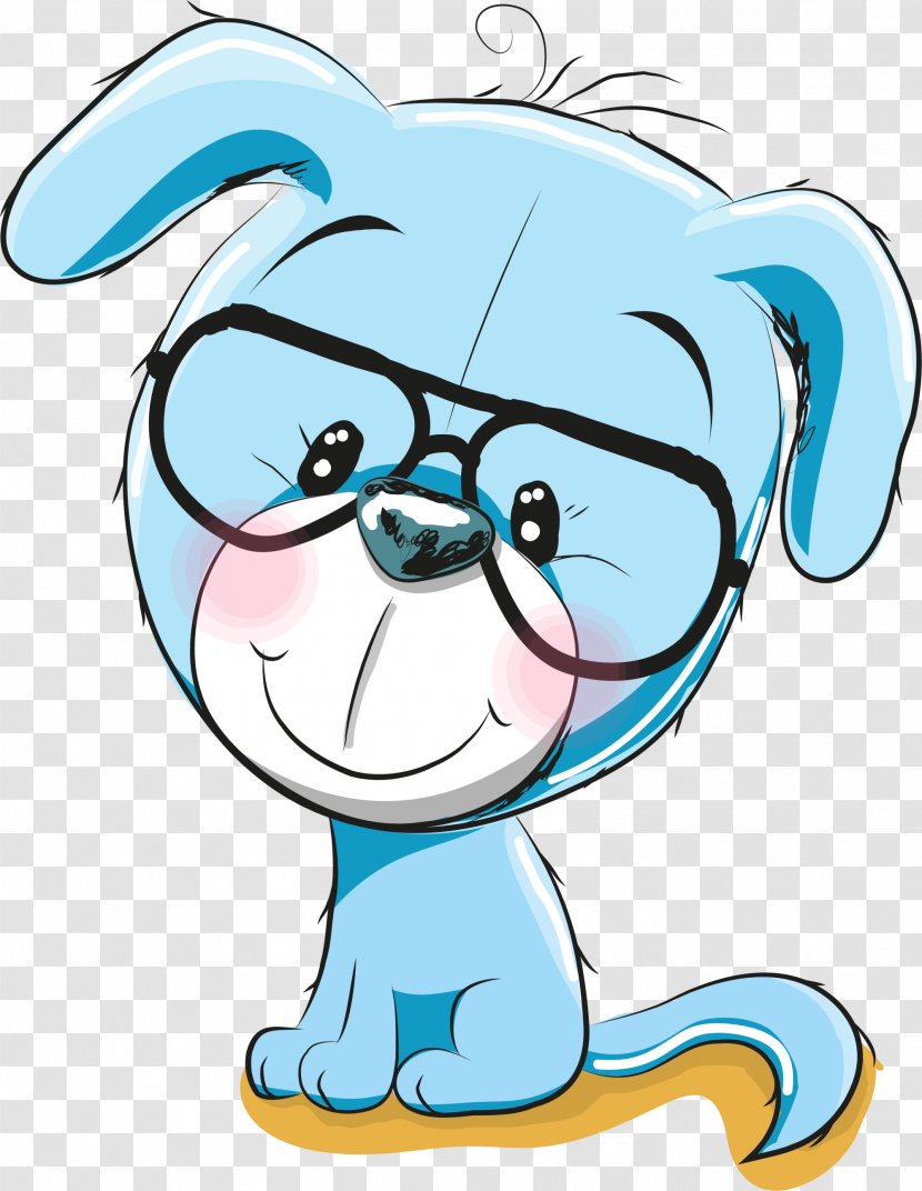 Dog Cartoon Royalty-free Illustration - Heart - Blue Glasses Puppy Transparent PNG