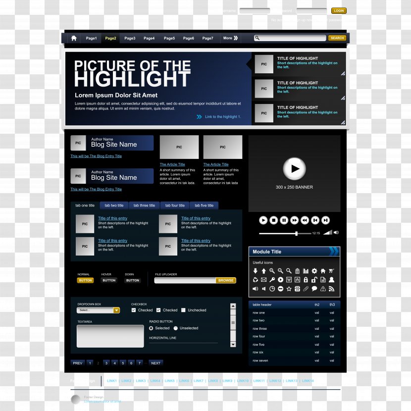 Web Design Template Page - Website - Black Exquisite Transparent PNG