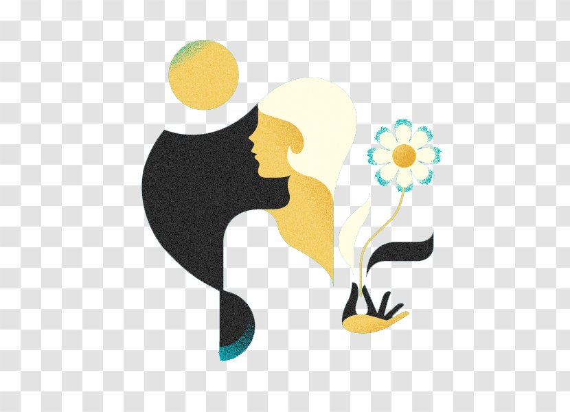 Illustration - Yellow - Woman Flower Elements Transparent PNG