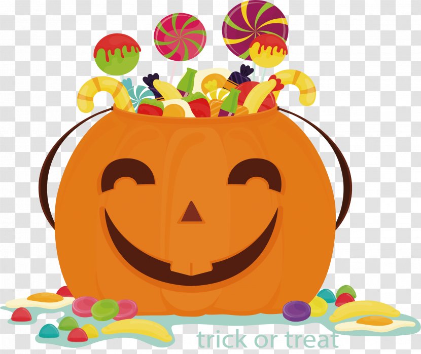 Calabaza Lollipop Pumpkin Candy Jack-o-lantern - Happiness - Smiley Basket Transparent PNG