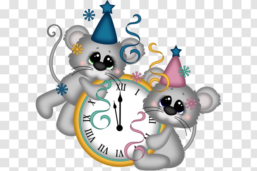 New Years Eve Day Clock Clip Art - Face - Decorative Cartoon Mouse Transparent PNG