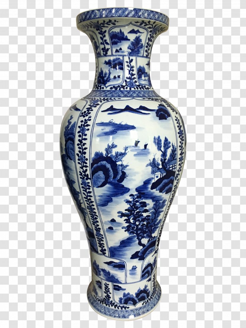 Vase Blue And White Pottery Ceramic Cobalt Porcelain Transparent PNG