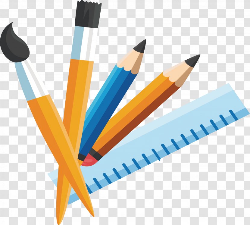 Pencil Stationery Paintbrush - Material - Brush Ruler Transparent PNG