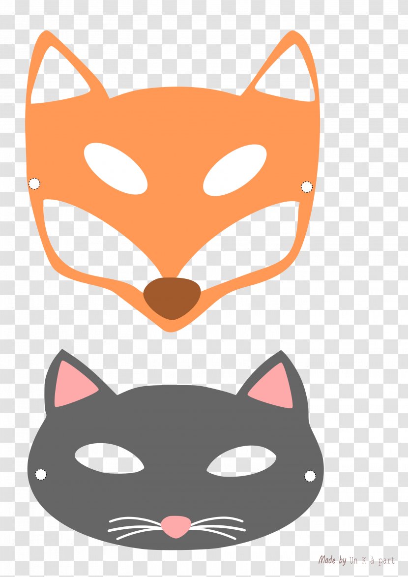 Domino Mask Whiskers Masquerade Ball Disguise - Orange - RENARD Transparent PNG