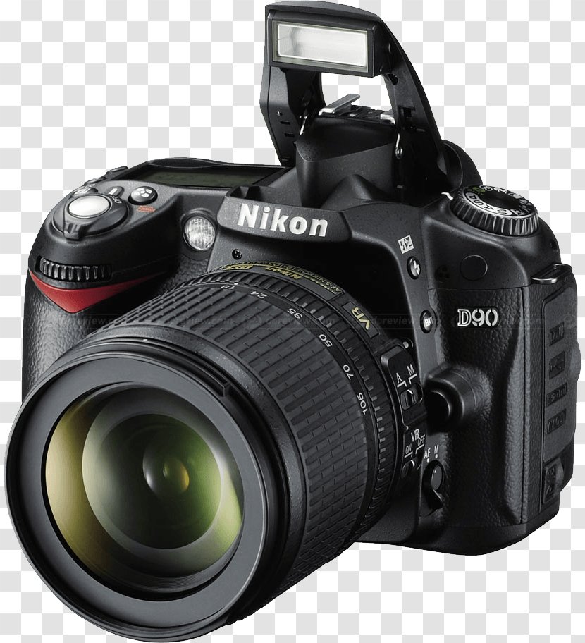 Nikon D90 D5100 D3100 Digital SLR AF-S DX Nikkor 18-105mm F/3.5-5.6G ED VR - Camera Transparent PNG
