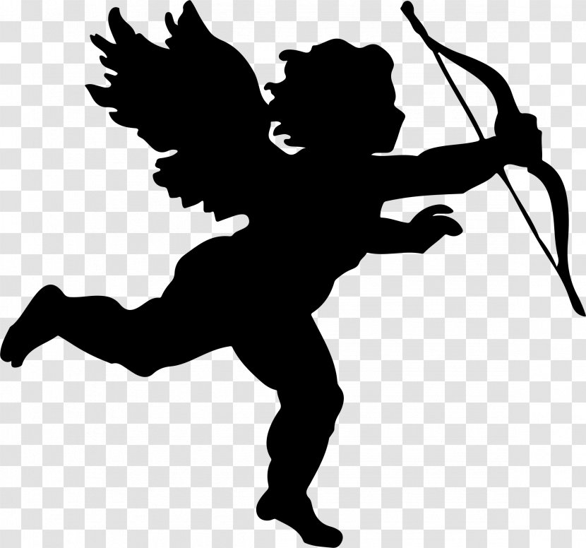 Chubby Cherub Cupid Silhouette - Bow And Arrow Transparent PNG