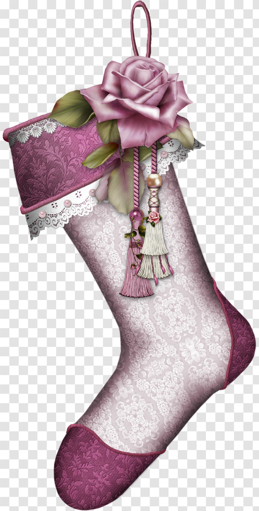 Santa Claus Christmas Sock Clip Art - Magenta - Boot Transparent PNG