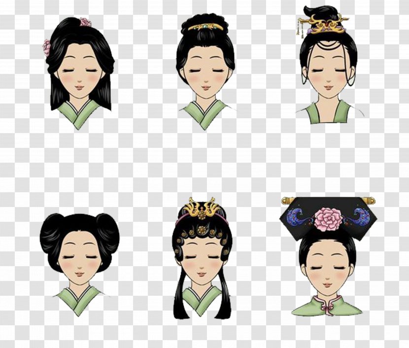 Qing Dynasty Hairstyle Traditional Chinese Characters Fashion - Frame - Ancient Female Hair Transparent PNG