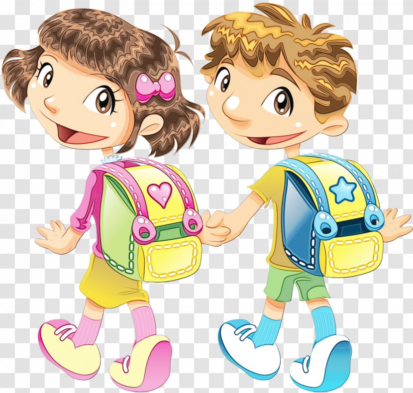 Watercolor Greeting - School - Sharing Doll Transparent PNG