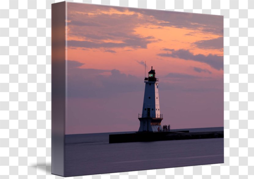 Ludington Lighthouse Art Breakwater Canvas - Dawn Transparent PNG
