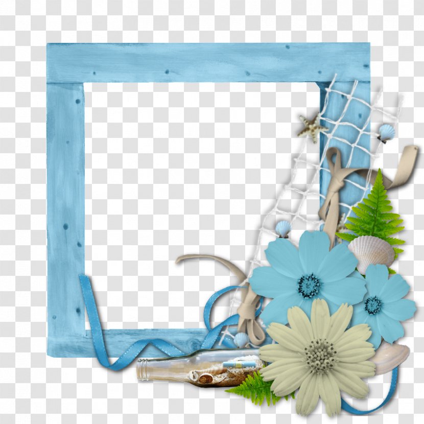 Flower Floral Design Turquoise Teal Petal - Picture Frame - Sea Border Transparent PNG