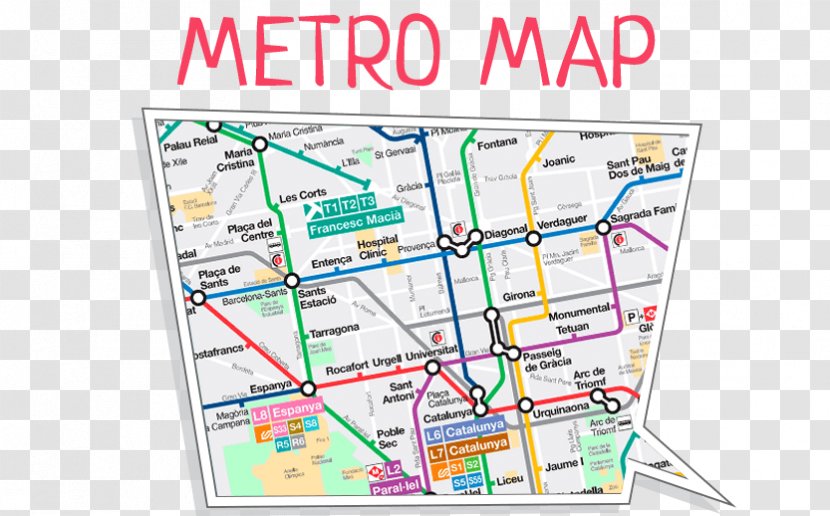 Barcelona Metro Eating Breakfast Blog - Map - City Transparent PNG