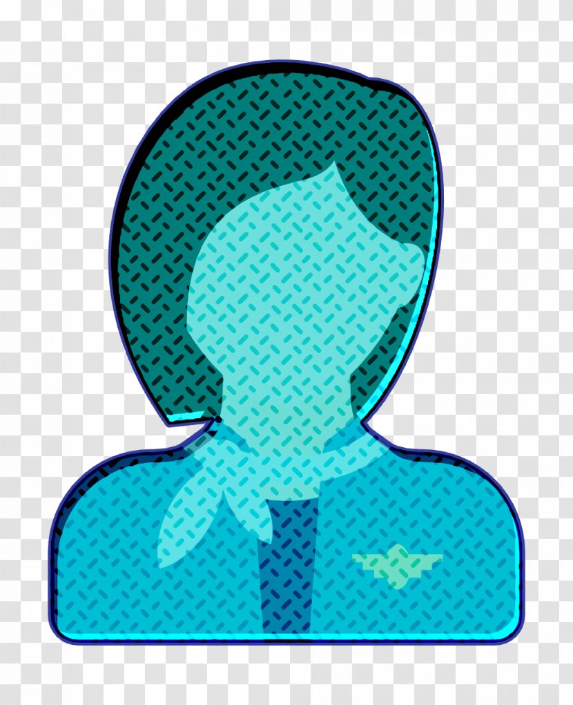Stewardess Icon Woman Color Professions Avatars - Symbol Electric Blue Transparent PNG
