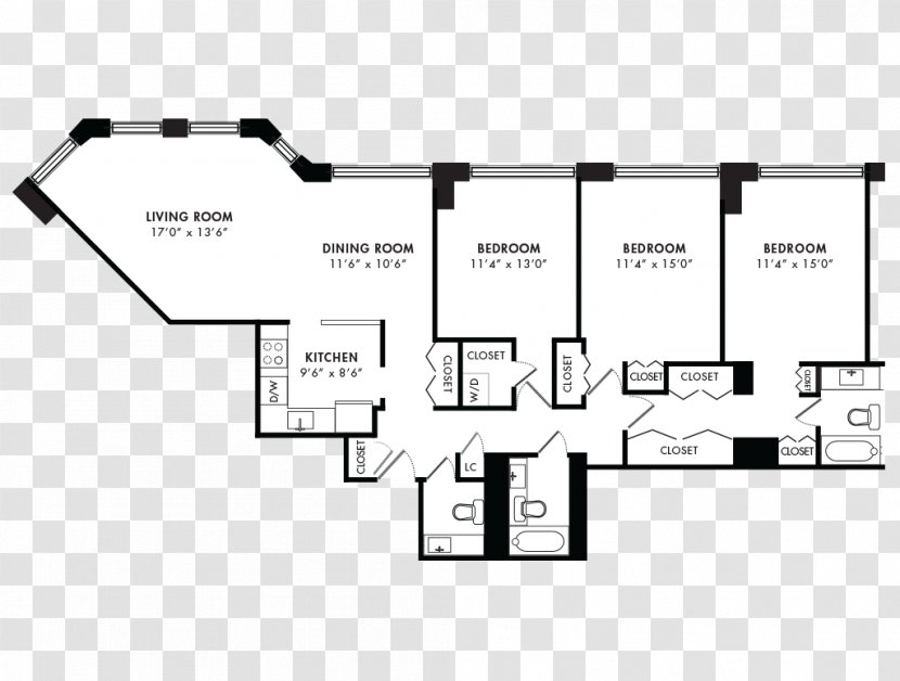 Floor Plan Apartment Bedroom Bathroom - Area Transparent PNG