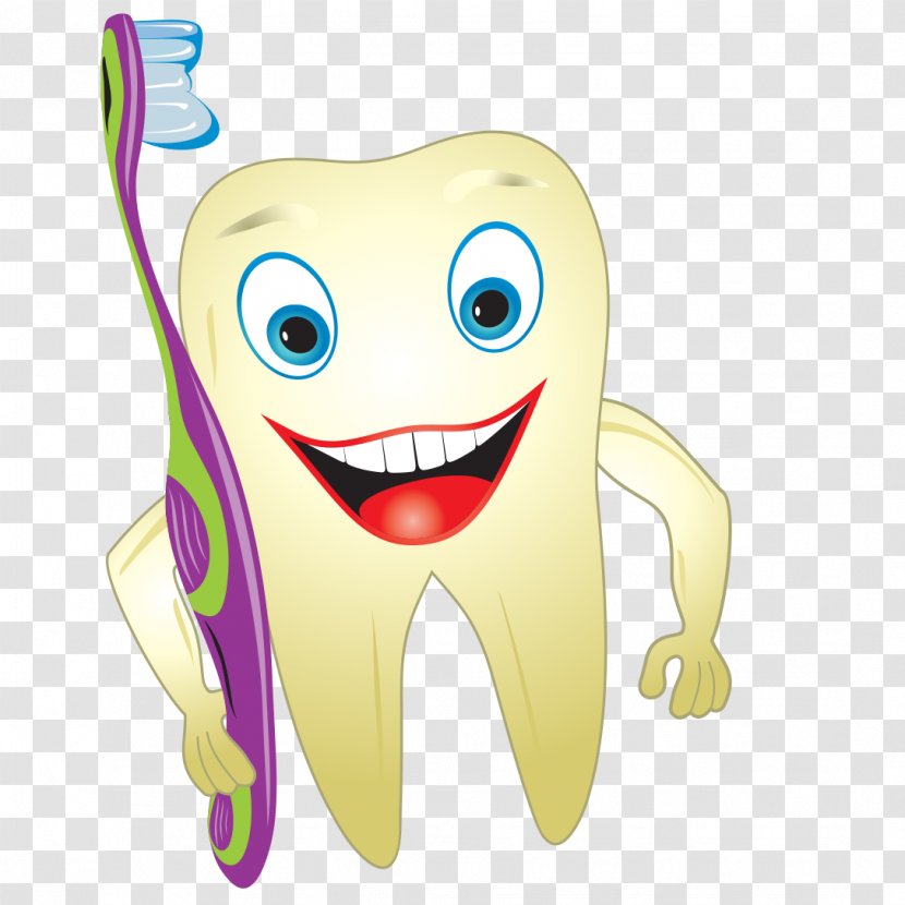 Human Tooth Cartoon Dentistry - Watercolor - Yellow Toothbrush Transparent PNG