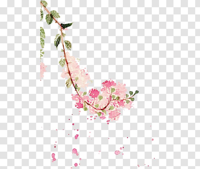 Watercolor Flower Background - Shrub - Plant Stem Twig Transparent PNG