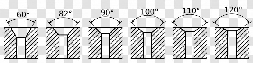 Countersink Screw Augers Counterbore Angle - Black And White Transparent PNG