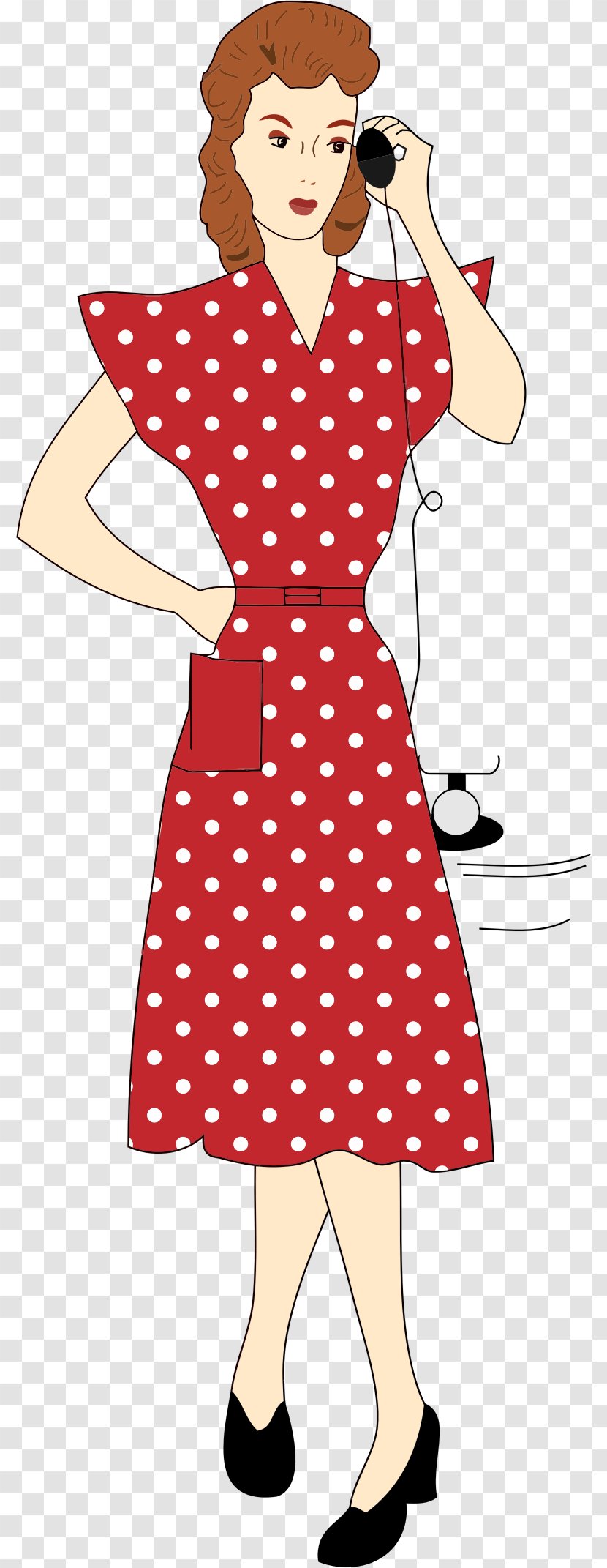 1940s Dress Woman Clip Art - Silhouette Transparent PNG