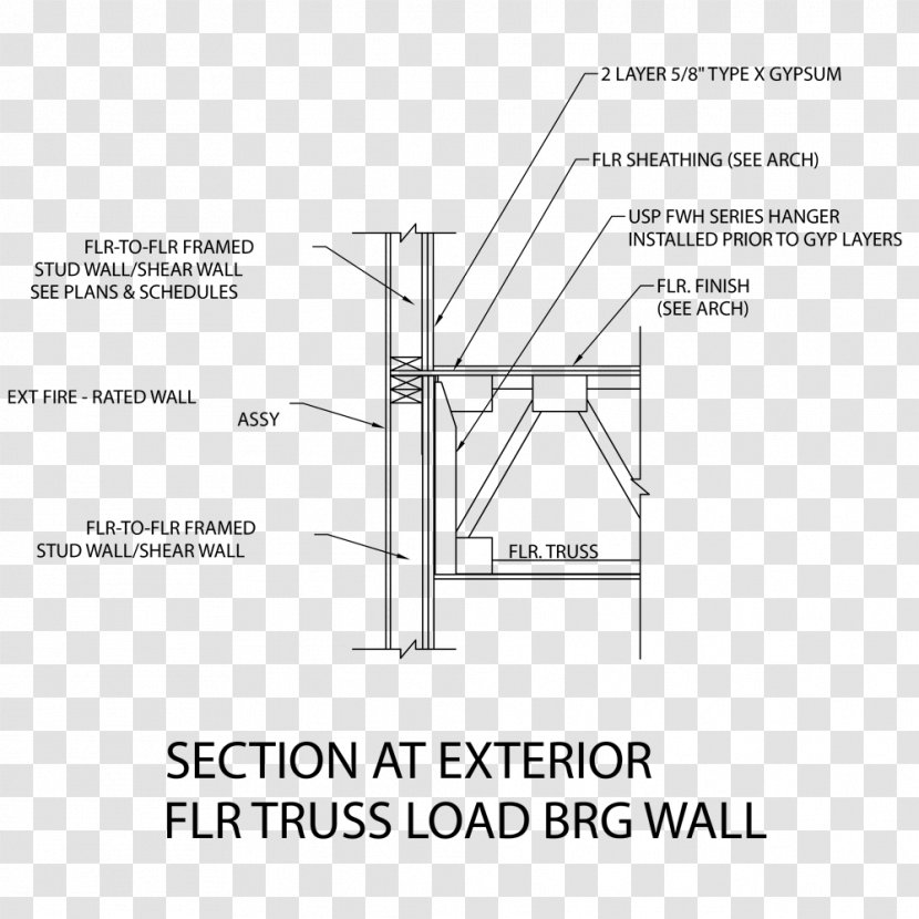 Joist Shear Wall Firewall Wood Framing - Drawing - Wooden Truss Transparent PNG