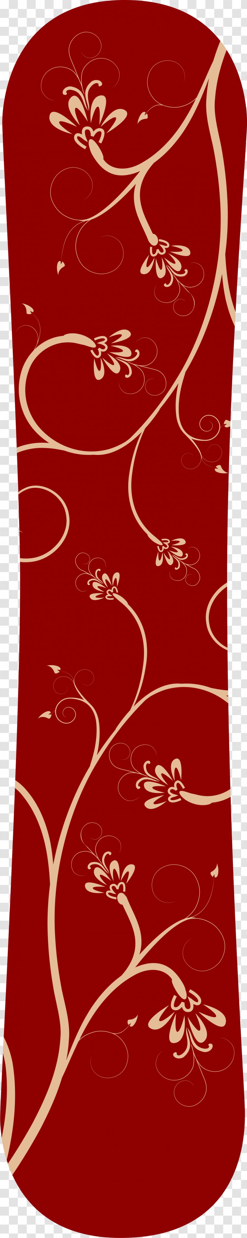 Snowboarding Skateboard - Red Flowers Transparent PNG