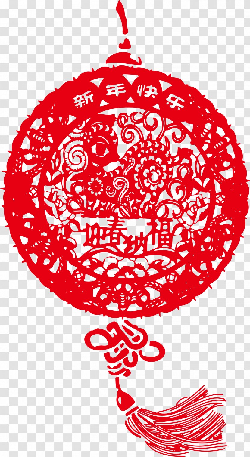 China Papercutting Chinese New Year - Frame - Vector Red Knot Transparent PNG
