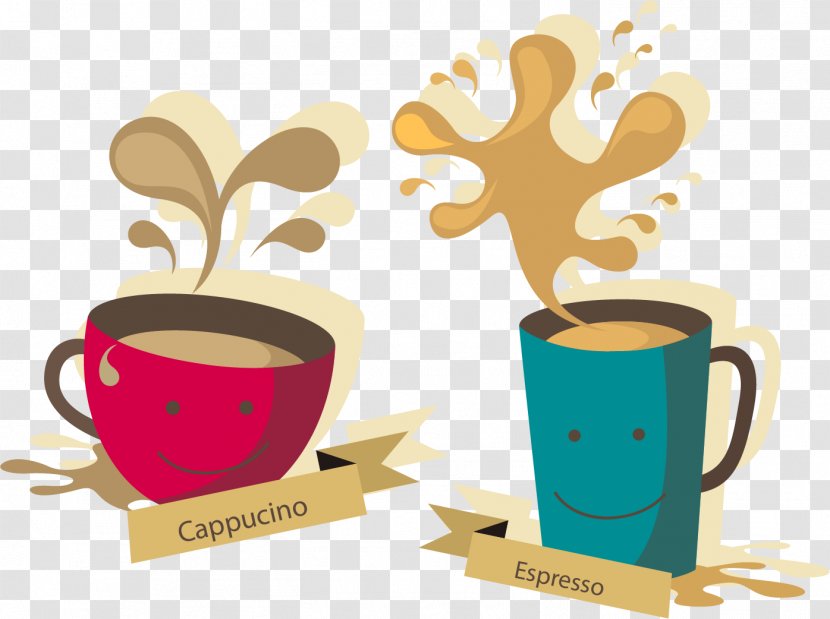 White Coffee Espresso Tea Cappuccino - Vector Painted Cup Of Transparent PNG