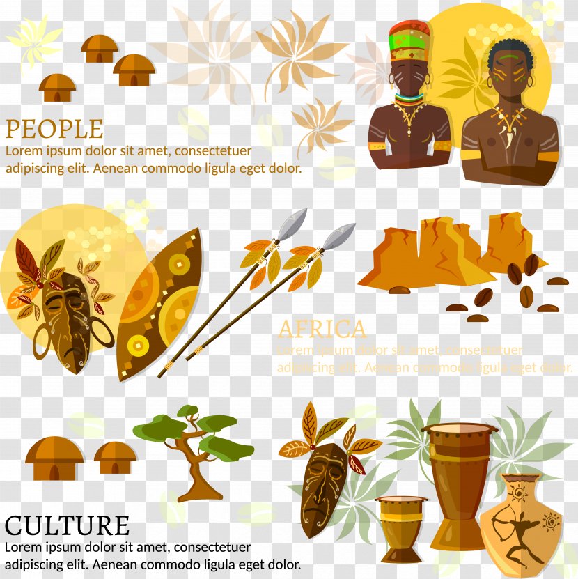 Africa Culture Illustration - Yellow - African Cultural Customs Transparent PNG