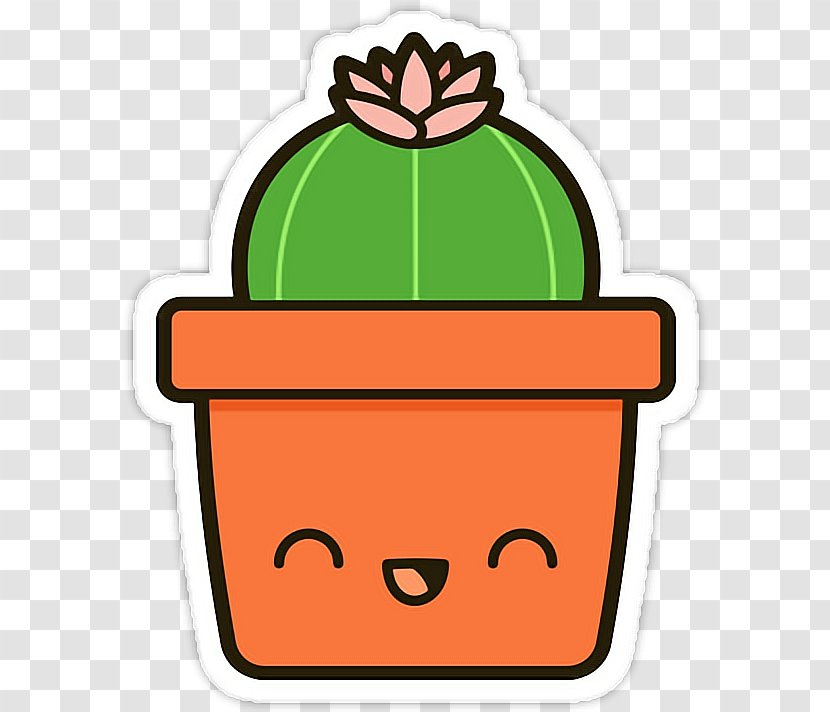 Cactus With Flower Sticker Succulent Plant Cuteness - Plants Transparent PNG