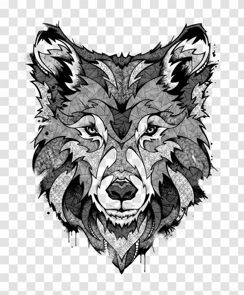 Gray Wolf Tattoo Art Drawing - Frame - Design Transparent PNG