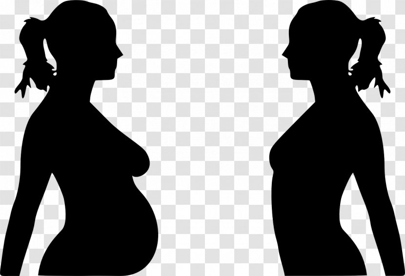 Pregnancy Woman Mother Clip Art - Black And White Transparent PNG