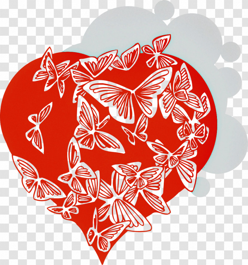 Red Heart Leaf Ornament Pattern Transparent PNG