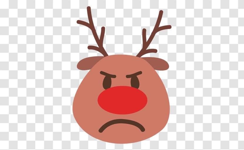 Rudolph Reindeer Santa Claus Christmas Clip Art - Smile - Hand-painted Vector Transparent PNG