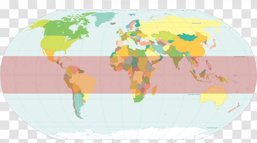 Southern Hemisphere Polar Regions Of Earth Northern Tropics Tropic Cancer - Water - World Map Transparent PNG