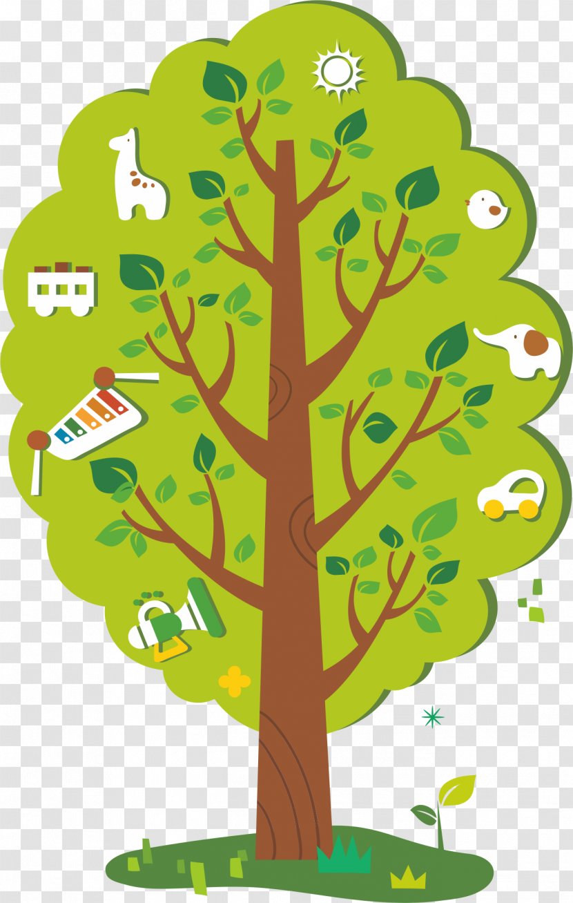 Cartoon Tree Green Illustration - Silhouette Transparent PNG